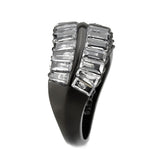 IP Black (Ion Plating) Stainless Steel Ring with AAA Grade CZ in Clear