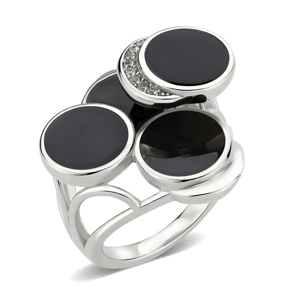 High polished (no plating) Stainless Steel Ring with AAA Grade CZ in Clear