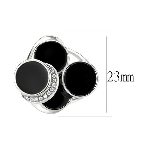 High polished (no plating) Stainless Steel Ring with AAA Grade CZ in Clear