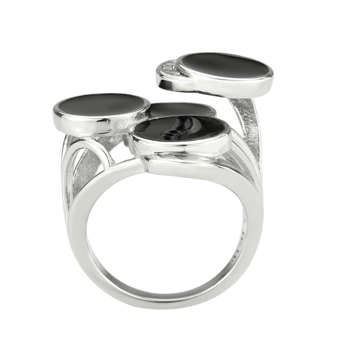 High polished (no plating) Stainless Steel Ring with AAA Grade CZ in Clear
