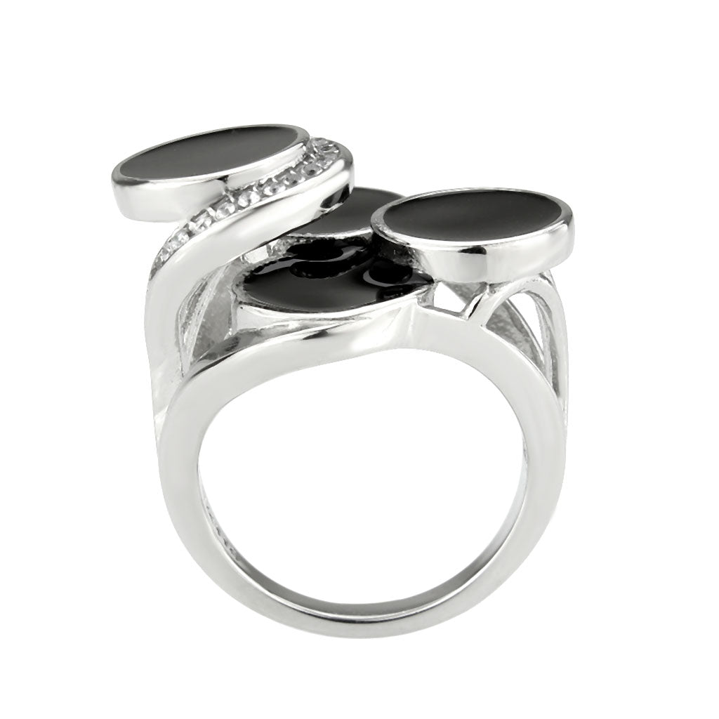 High polished (no plating) Stainless Steel Ring with AAA Grade CZ in Clear