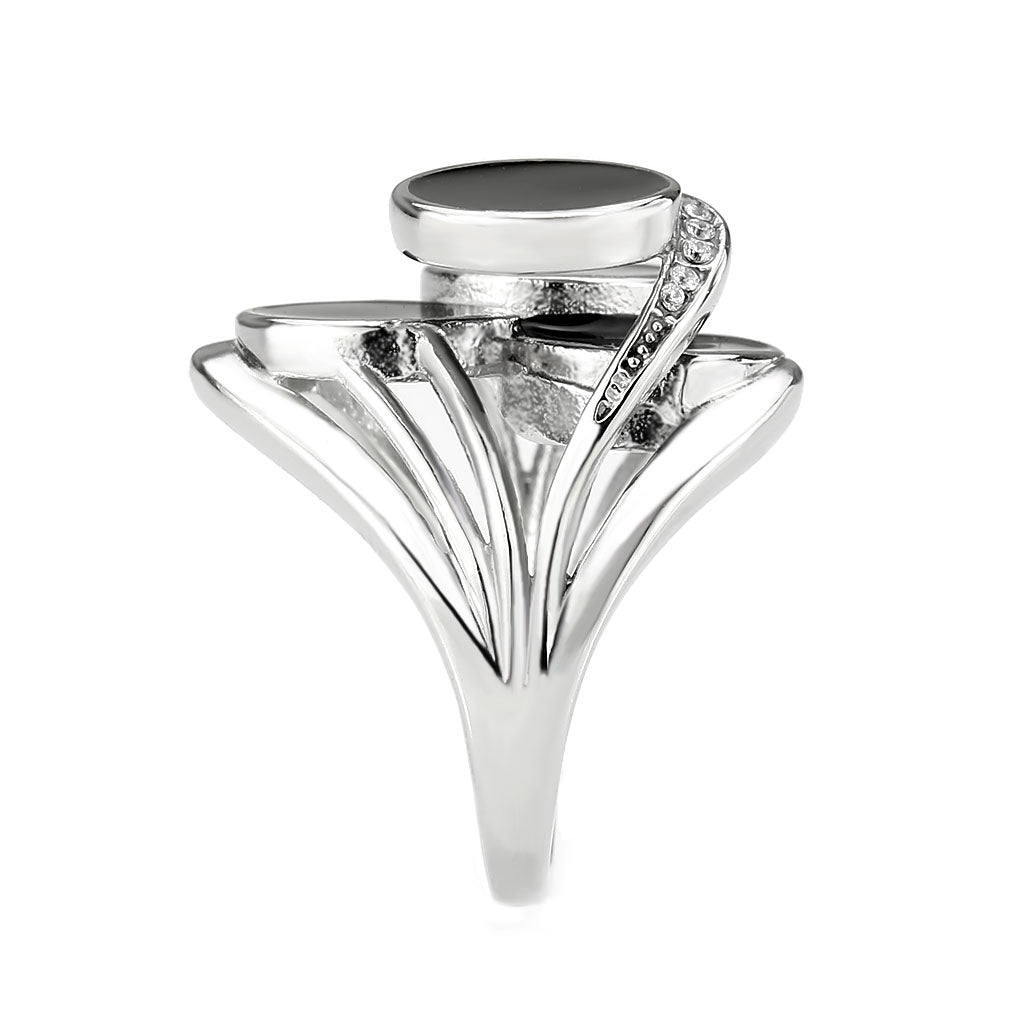 High polished (no plating) Stainless Steel Ring with AAA Grade CZ in Clear