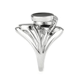 High polished (no plating) Stainless Steel Ring with AAA Grade CZ in Clear