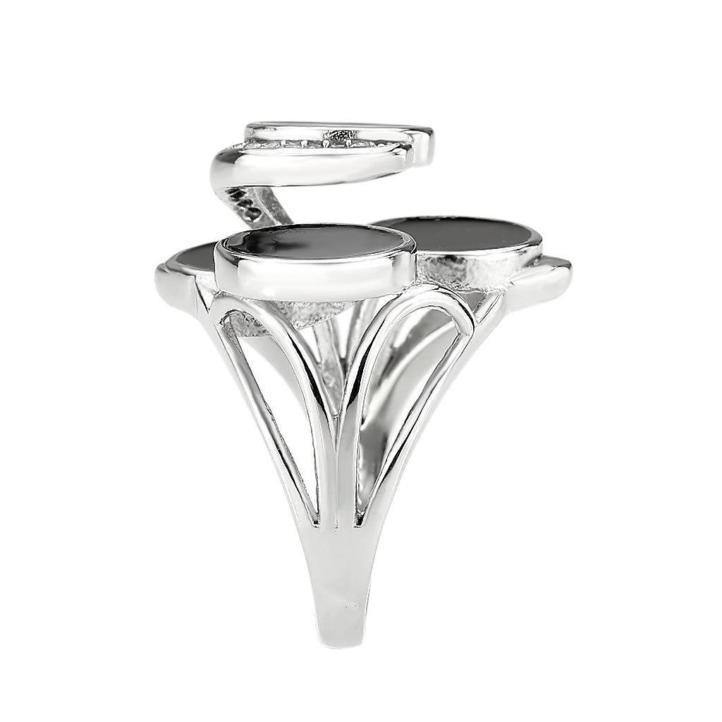 High polished (no plating) Stainless Steel Ring with AAA Grade CZ in Clear
