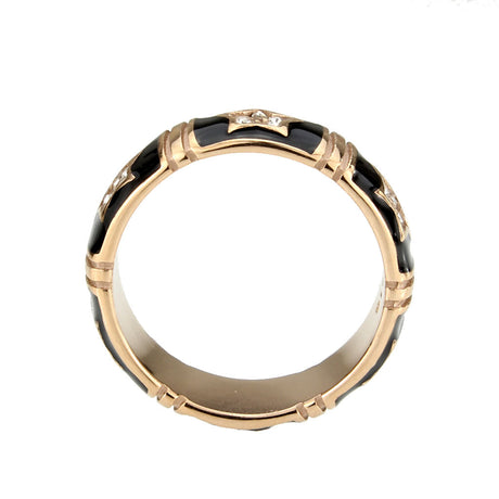 IP Rose Gold(Ion Plating) Stainless Steel Ring with Top Grade Crystal in Clear