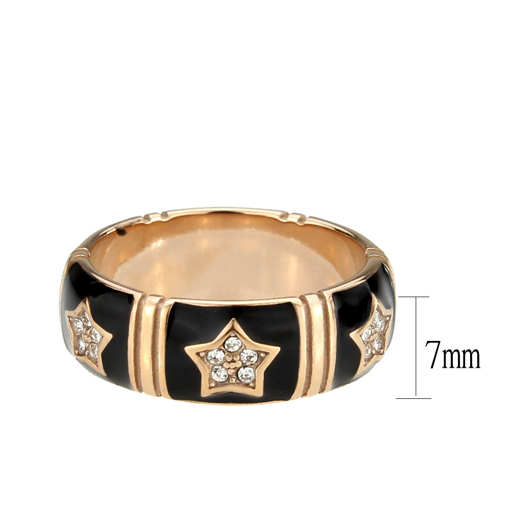 IP Rose Gold(Ion Plating) Stainless Steel Ring with Top Grade Crystal in Clear