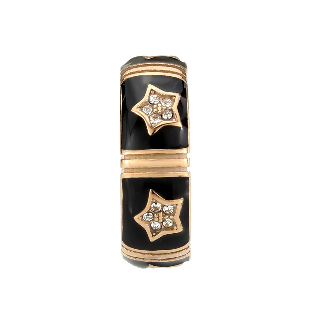 IP Rose Gold(Ion Plating) Stainless Steel Ring with Top Grade Crystal in Clear