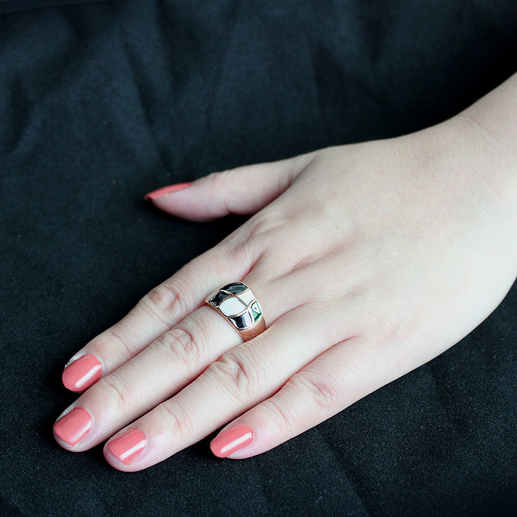 IP Rose Gold(Ion Plating) Stainless Steel Ring with NoStone in No Stone