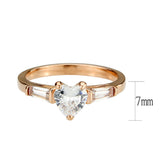 IP Rose Gold(Ion Plating) Stainless Steel Ring with AAA Grade CZ in Clear