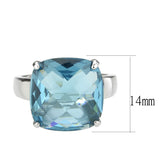 High polished (no plating) Stainless Steel Ring with Synthetic in SeaBlue