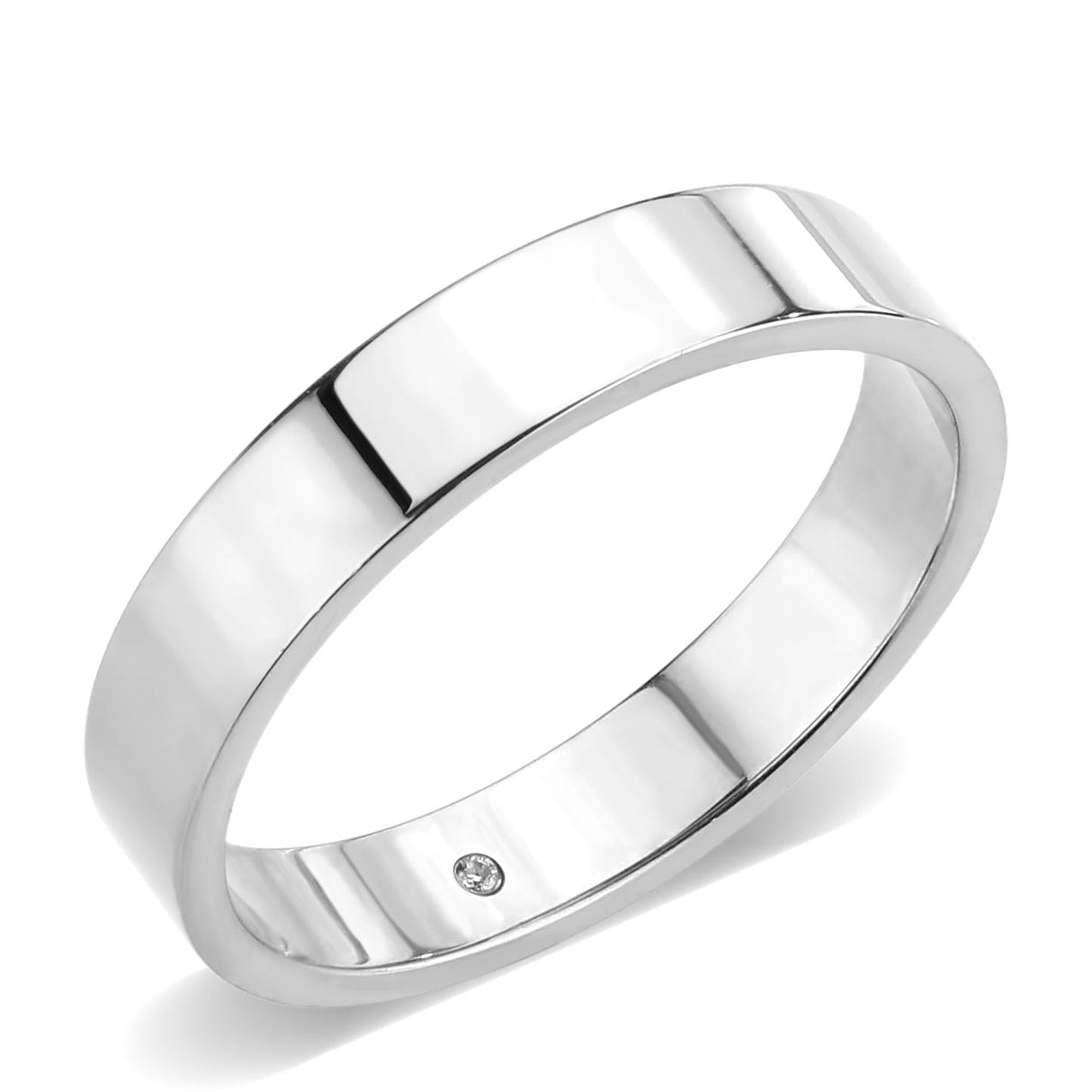 High Polished( No Plated) Stainless Steel Ring with Top Grade Crystal in Clear