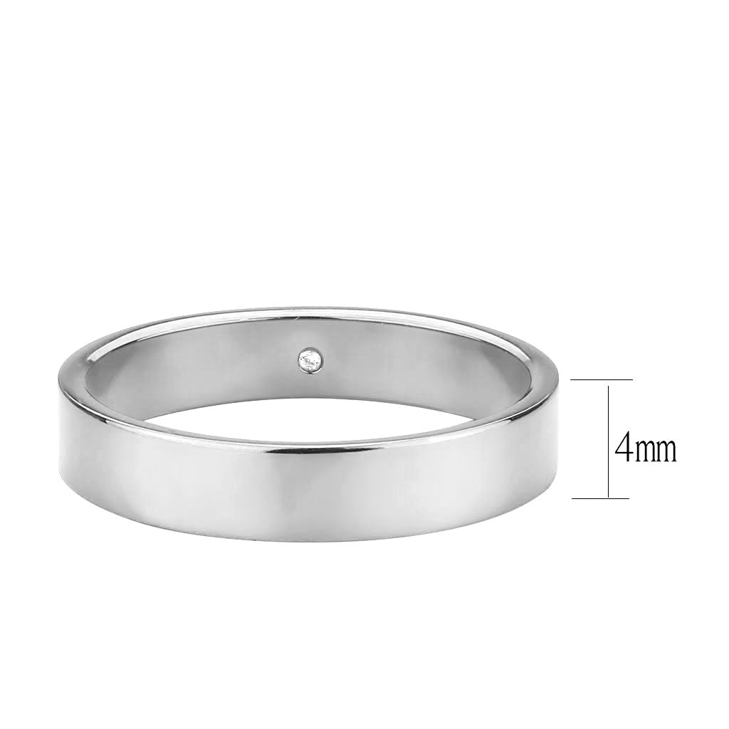 High Polished( No Plated) Stainless Steel Ring with Top Grade Crystal in Clear