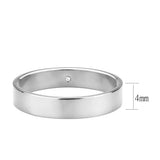 High Polished( No Plated) Stainless Steel Ring with Top Grade Crystal in Clear