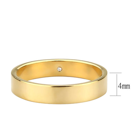 IP Gold Stainless Steel Ring with Top Grade Crystal in Clear