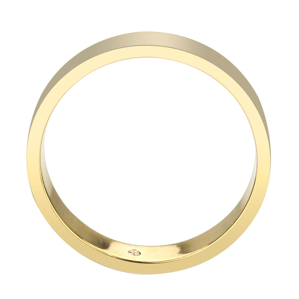 IP Gold Stainless Steel Ring with Top Grade Crystal in Clear