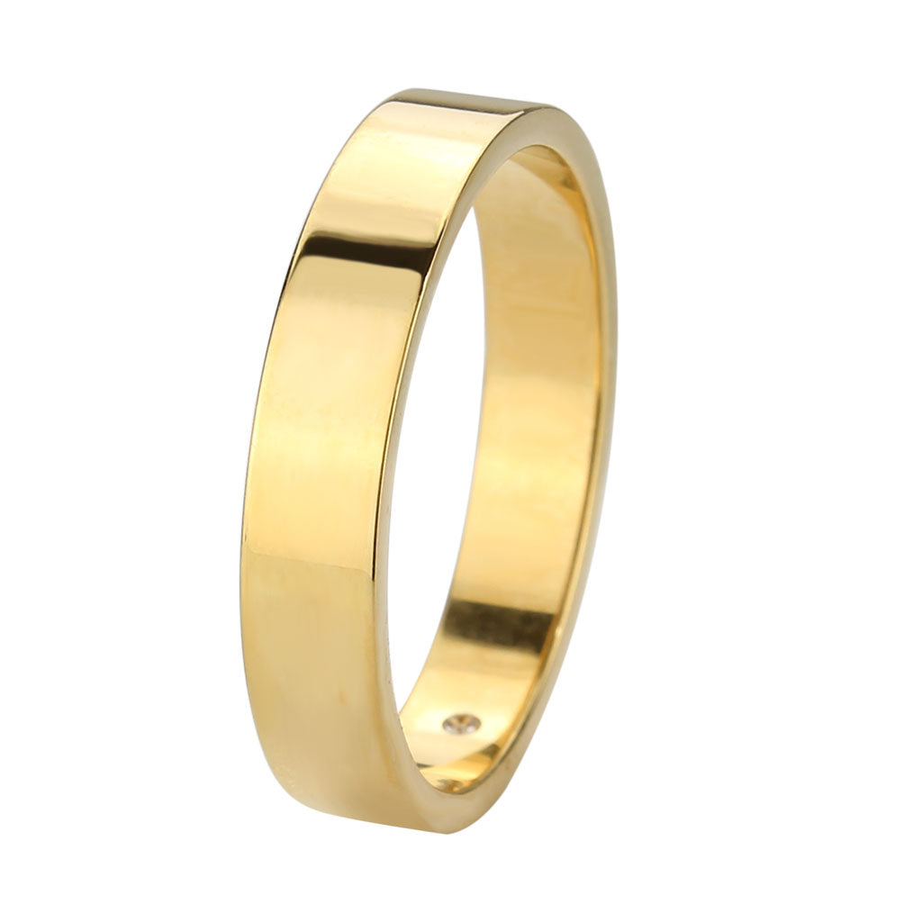 IP Gold Stainless Steel Ring with Top Grade Crystal in Clear