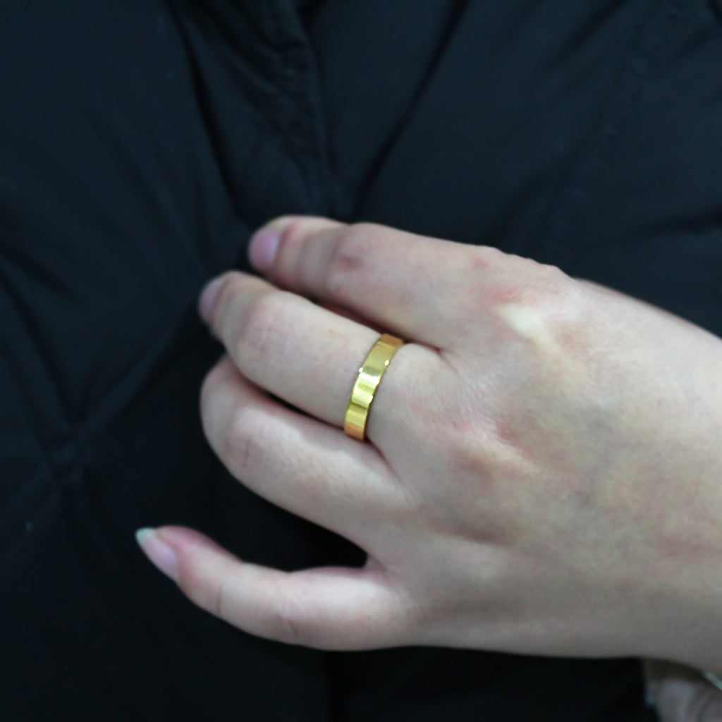 IP Gold Stainless Steel Ring with Top Grade Crystal in Clear