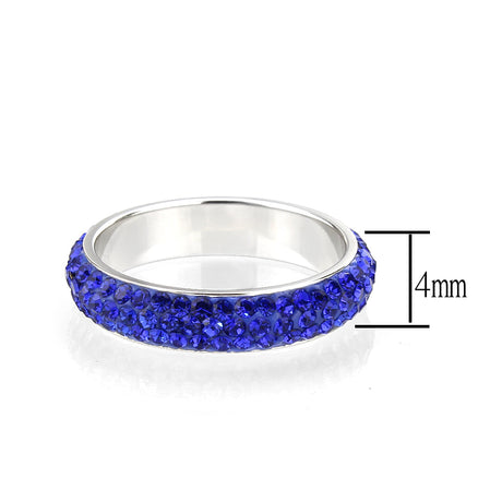 High polished (no plating) Stainless Steel Ring with Top Grade Crystal  in Sapphire(206)