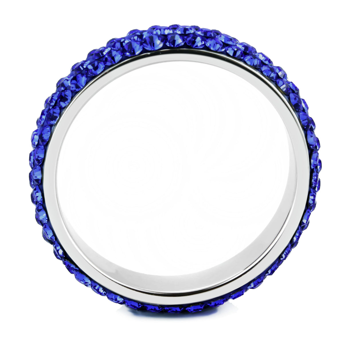 High polished (no plating) Stainless Steel Ring with Top Grade Crystal  in Sapphire(206)