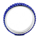 High polished (no plating) Stainless Steel Ring with Top Grade Crystal  in Sapphire(206)