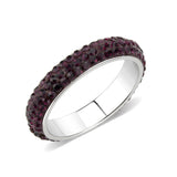 High polished (no plating) Stainless Steel Ring with Top Grade Crystal  in Amethyst(204)