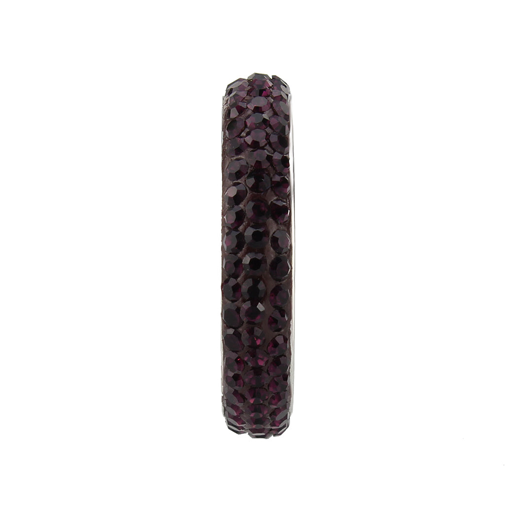 High polished (no plating) Stainless Steel Ring with Top Grade Crystal  in Amethyst(204)