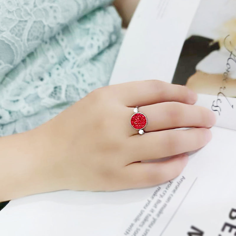 High polished (no plating) Stainless Steel Ring with Top Grade Crystal in Red Series