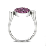 High polished (no plating) Stainless Steel Ring with Top Grade Crystal in Amethyst