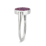 High polished (no plating) Stainless Steel Ring with Top Grade Crystal in Amethyst