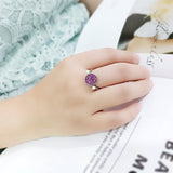 High polished (no plating) Stainless Steel Ring with Top Grade Crystal in Amethyst