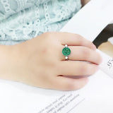 High polished (no plating) Stainless Steel Ring with Top Grade Crystal in Emerald
