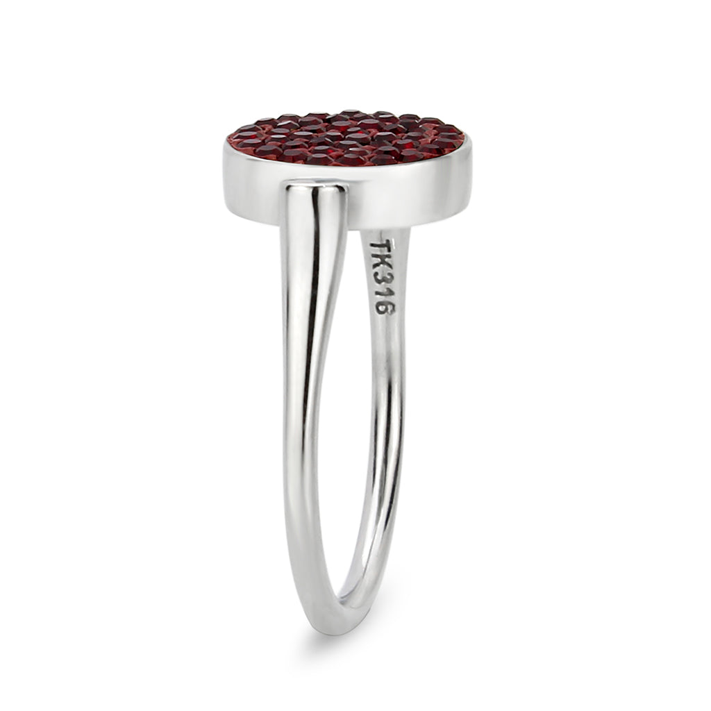 High polished (no plating) Stainless Steel Ring with Top Grade Crystal in Light Siam