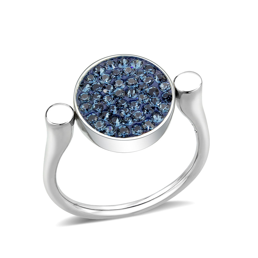 High polished (no plating) Stainless Steel Ring with Top Grade Crystal in Montana