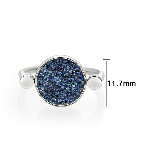 High polished (no plating) Stainless Steel Ring with Top Grade Crystal in Montana