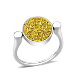 High polished (no plating) Stainless Steel Ring with Top Grade Crystal in Topaz