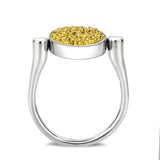 High polished (no plating) Stainless Steel Ring with Top Grade Crystal in Topaz