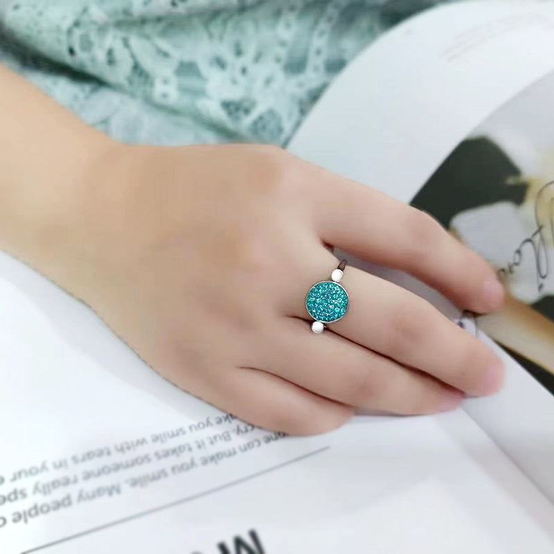 High polished (no plating) Stainless Steel Ring with Top Grade Crystal in Emerald