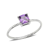 High polished (no plating) Stainless Steel Ring with AAA Grade CZ in Amethyst