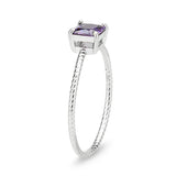 High polished (no plating) Stainless Steel Ring with AAA Grade CZ in Amethyst