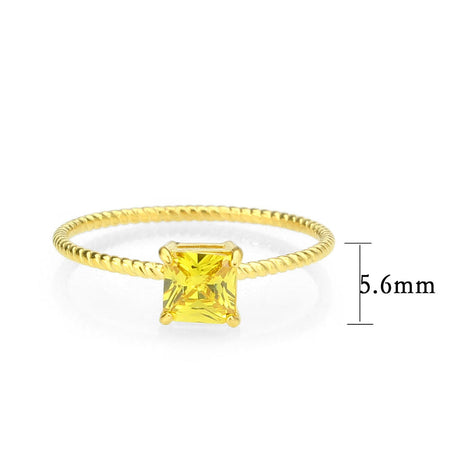 High polished (no plating) Stainless Steel Ring with AAA Grade CZ in Topaz