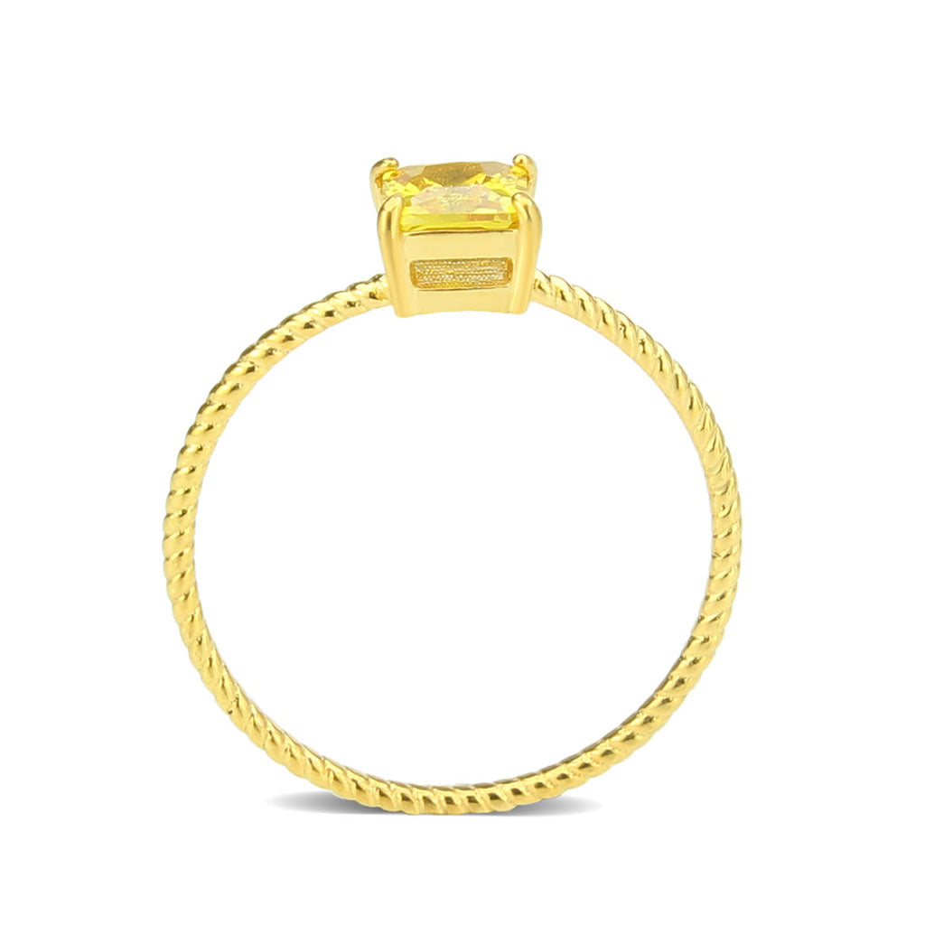 High polished (no plating) Stainless Steel Ring with AAA Grade CZ in Topaz