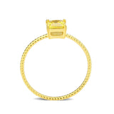 High polished (no plating) Stainless Steel Ring with AAA Grade CZ in Topaz