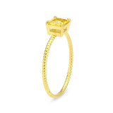 High polished (no plating) Stainless Steel Ring with AAA Grade CZ in Topaz