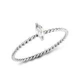 High polished (no plating) Stainless Steel Ring with AAA Grade CZ in Clear