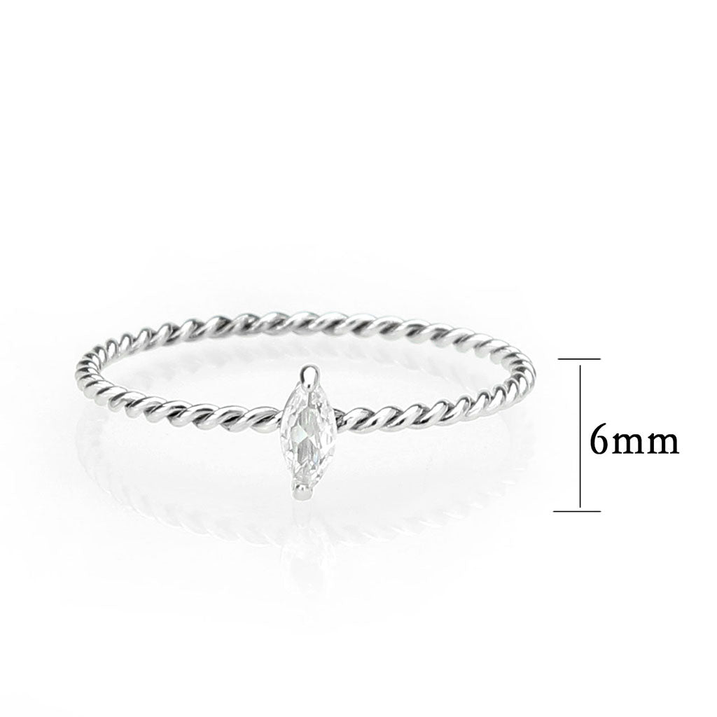 High polished (no plating) Stainless Steel Ring with AAA Grade CZ in Clear
