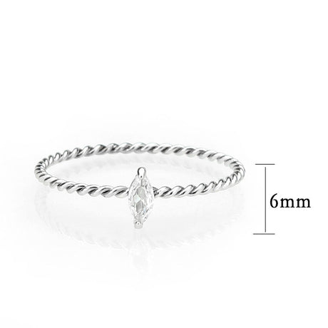 High polished (no plating) Stainless Steel Ring with AAA Grade CZ in Clear