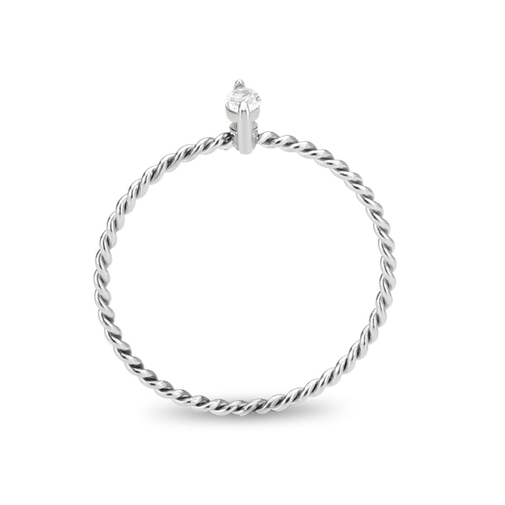 High polished (no plating) Stainless Steel Ring with AAA Grade CZ in Clear