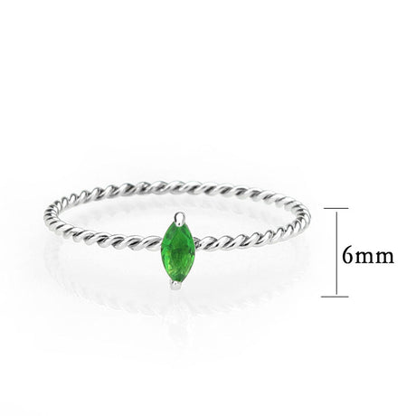 High polished (no plating) Stainless Steel Ring with Synthetic in Emerald