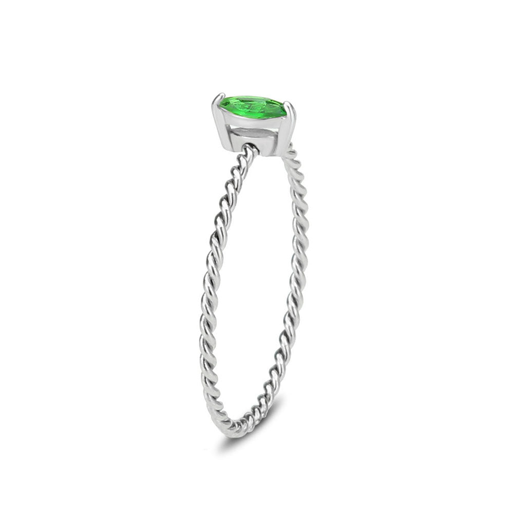 High polished (no plating) Stainless Steel Ring with Synthetic in Emerald