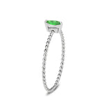 High polished (no plating) Stainless Steel Ring with Synthetic in Emerald